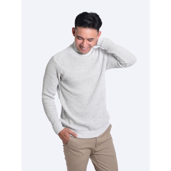 Outerwear Pria Sweater Rajut Pria Gomuda Cord TurtleNeck - PutihSilver - Putih Silver XL