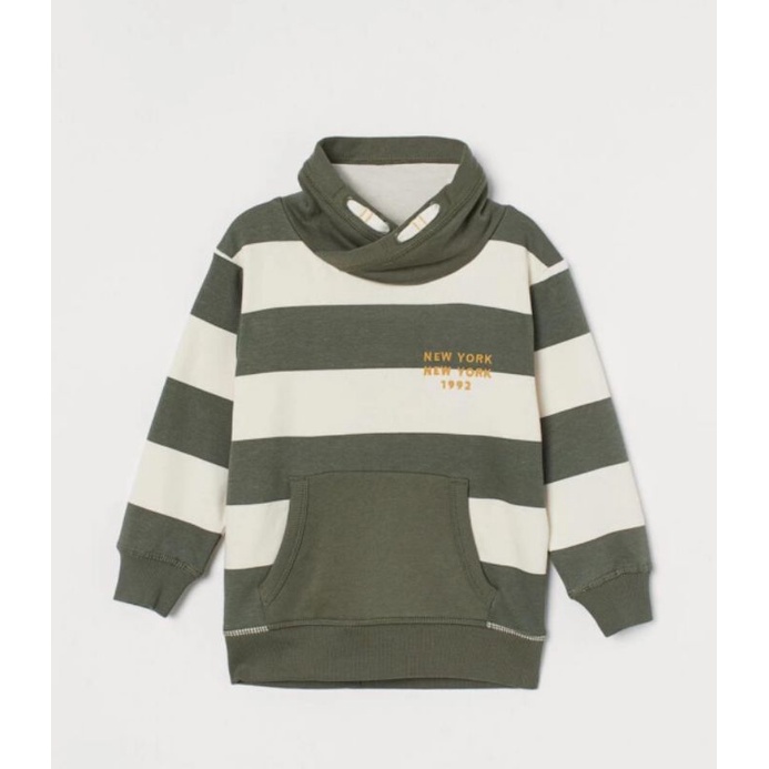 Funnel Collar Top 'Khaki Green / Striped' - H&M Year End Sale 2021