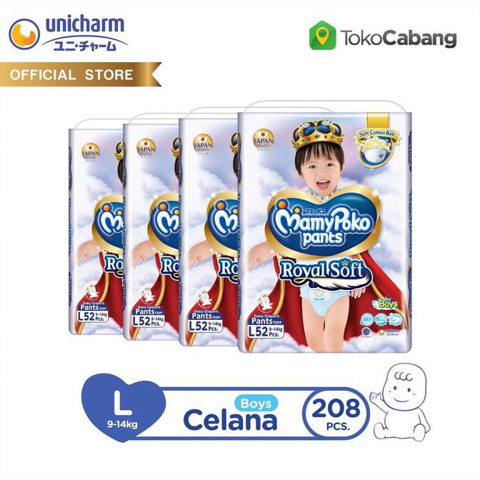 MamyPoko Popok Celana Royal Soft -L 52-Boys-Karton isi 4