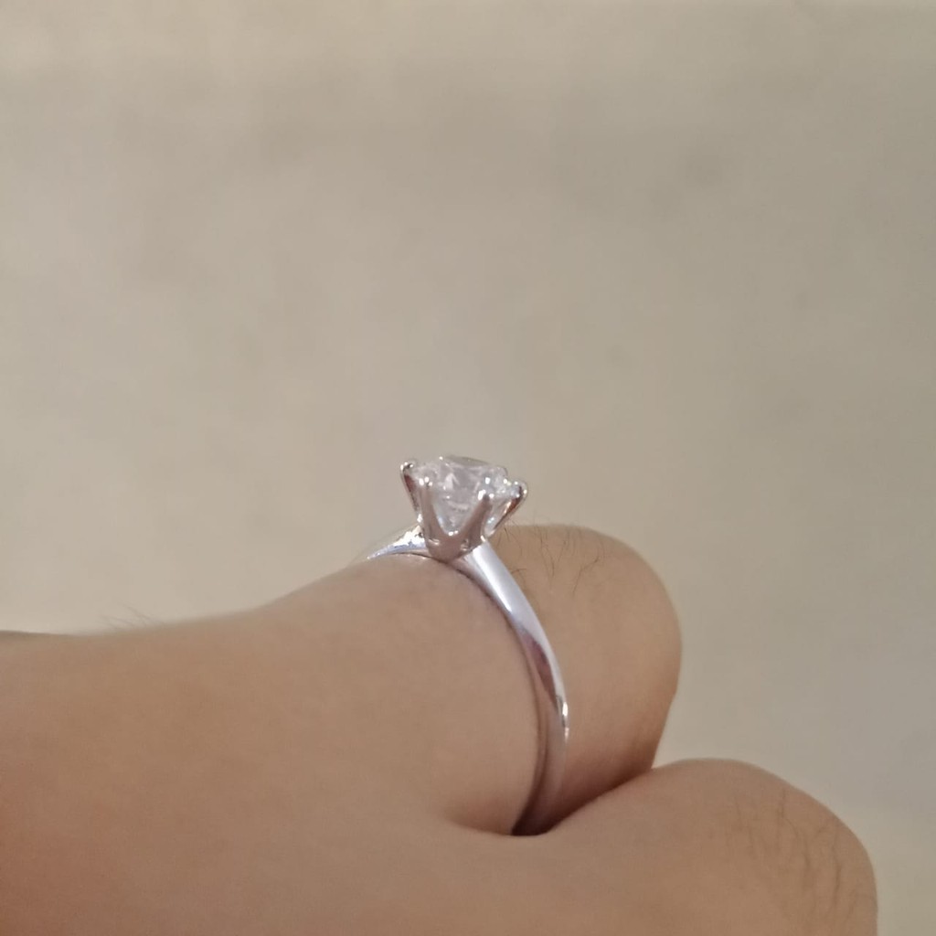 Cincin anak dan dewasa emas asli kadar 700 70% 22 model solitaire padat seperti berlian 8 9 10 11 12 13 14 15 16 17