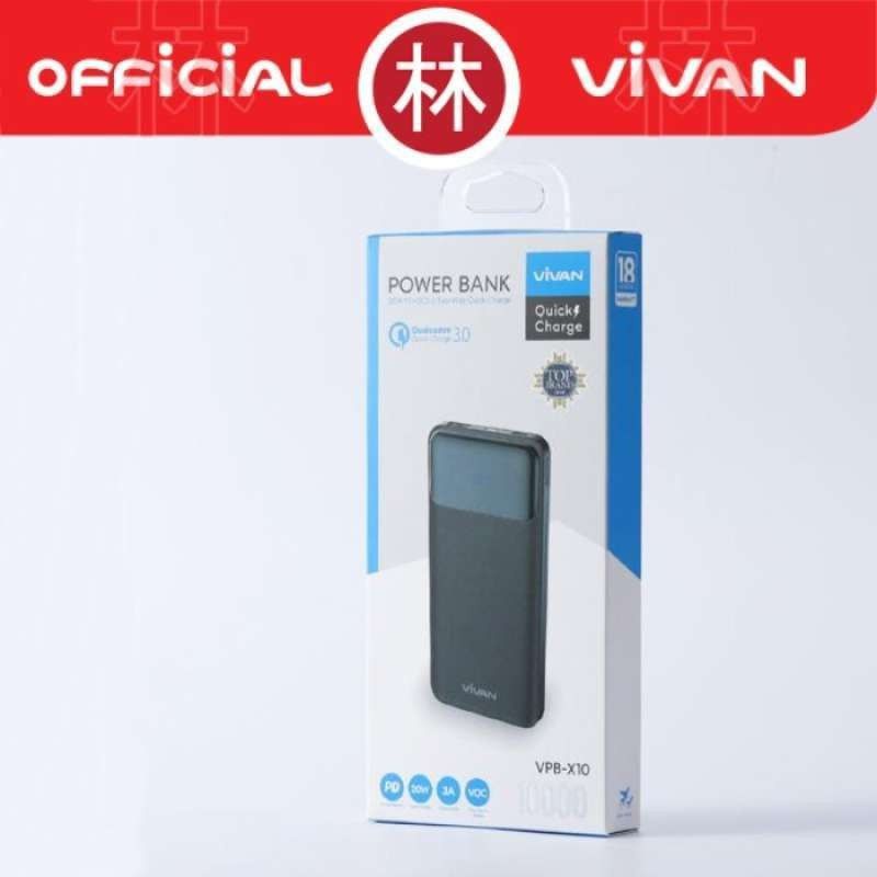 Vivan VPB-X10 VPBX10 Power Bank 10000mAh 20W 3A Quick Charge Dual Output  LED Display Powerbank