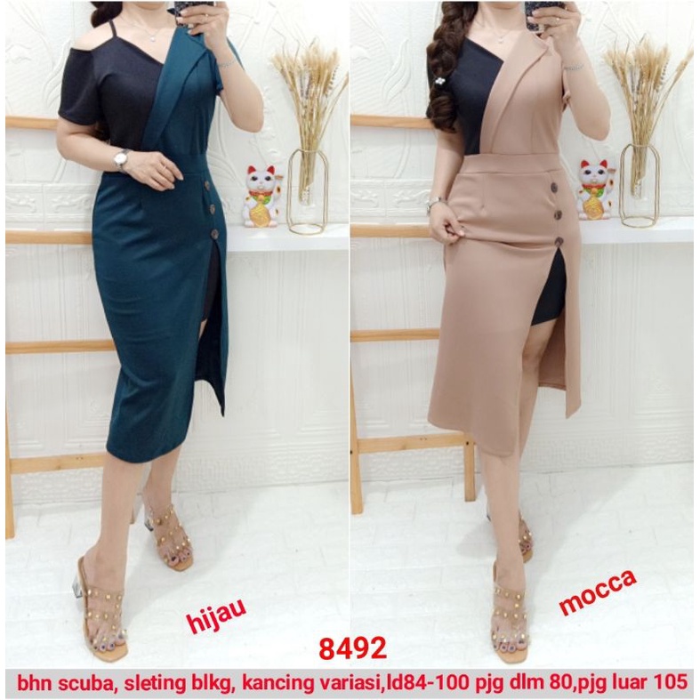 Dress 8492 Dress scuba kombinasi