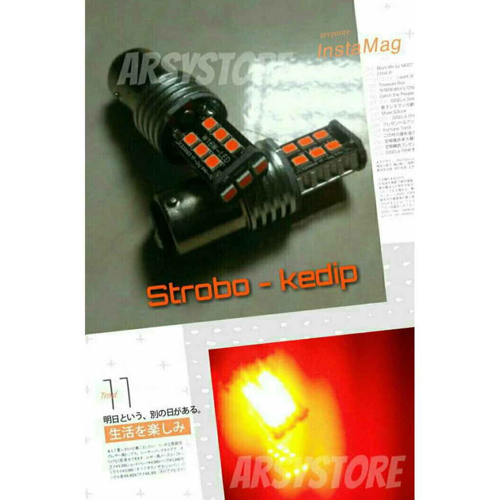 Lampu Led Rem Strobo Kedip Bayonet Bay15d 15 smd Emperor Mobil Motor