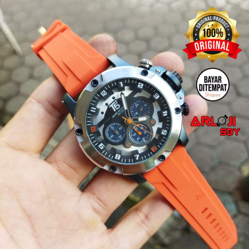 JAM TANGAN PRIA T5 H 3913 CHRONOGRAPH ORIGINAL TAHAN AIR RUBBER