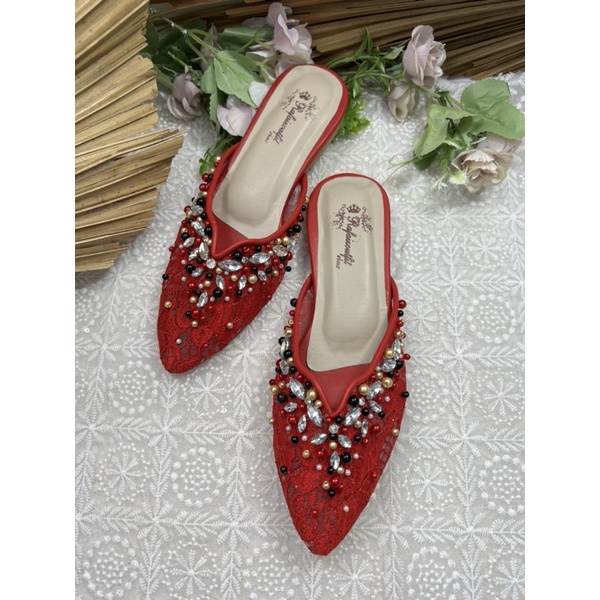 flatshoes merahcabe wedding shoes