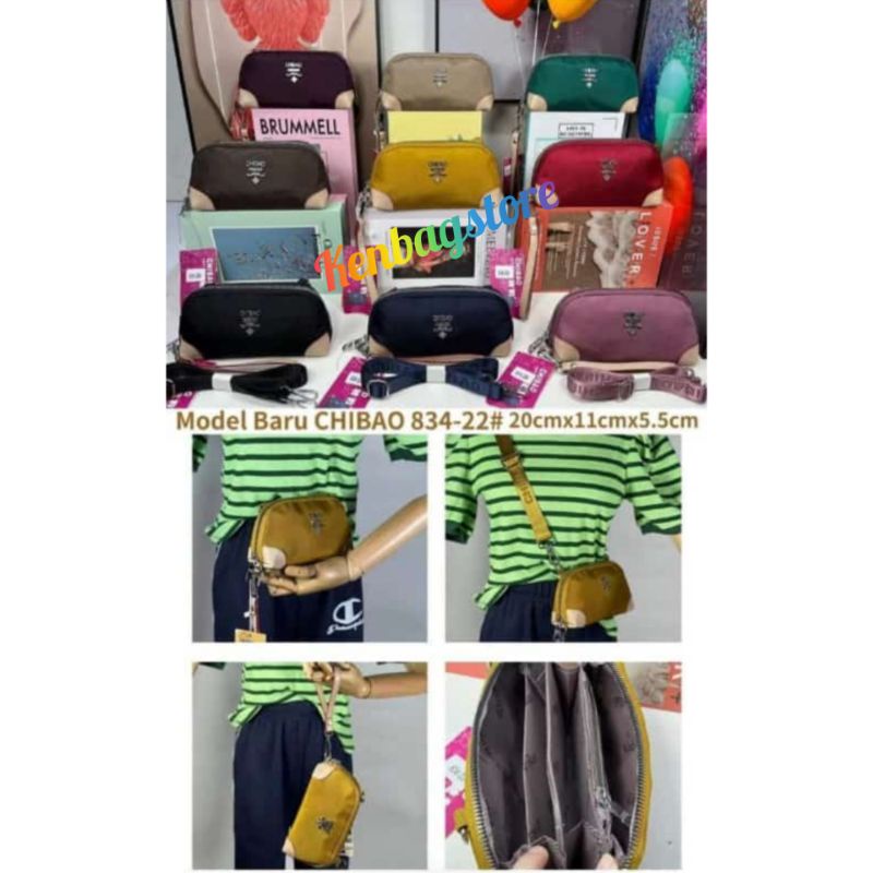 Pouch Dompet Tas Wanita Ori Chibao Kanvas Dompet Import Jinjing CHIBAO Mini Chibao 834 - 22, Tas Selempang Chibao,  Tas Ori Chibao Kanvas Dompet Koin