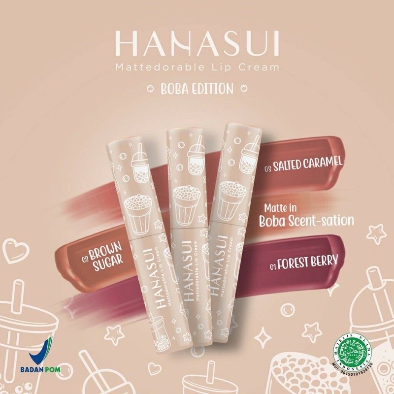 MFI - HANASUI MATTEDORABLE LIP CREAM BOBA EDITION 4 GR