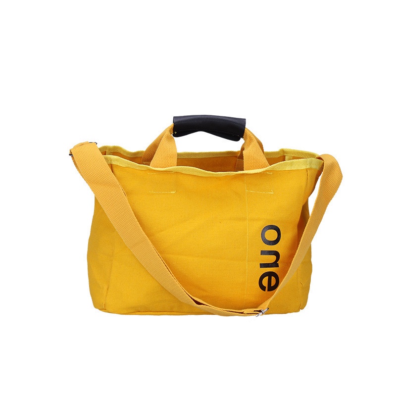 TM-85 tas selempang canvas simple kuning mustard kampus sekolah import korea jepang