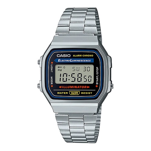 Casio General Vintage A168WA-1W Jam Tangan Unisex Digital Retro Stainless Steel Silver