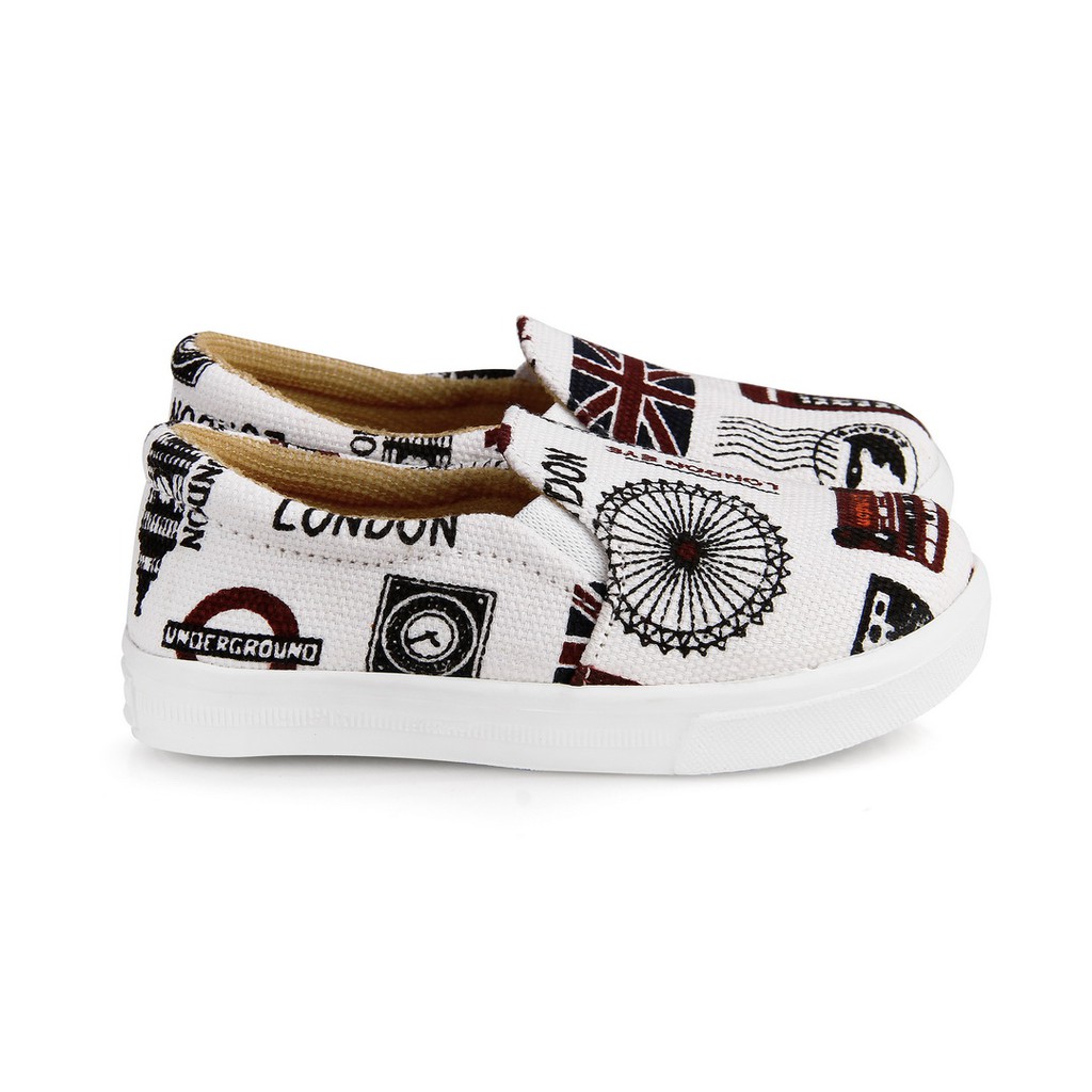 sepatu anak unisex model slip on motif E01 LONDON