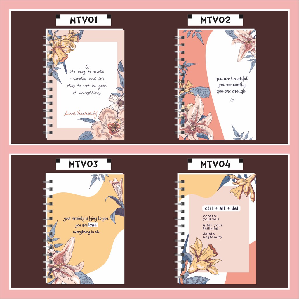 

Notebook / Ring Note Floral / Bunga Motivasi Quotes Spiral A5 Murah