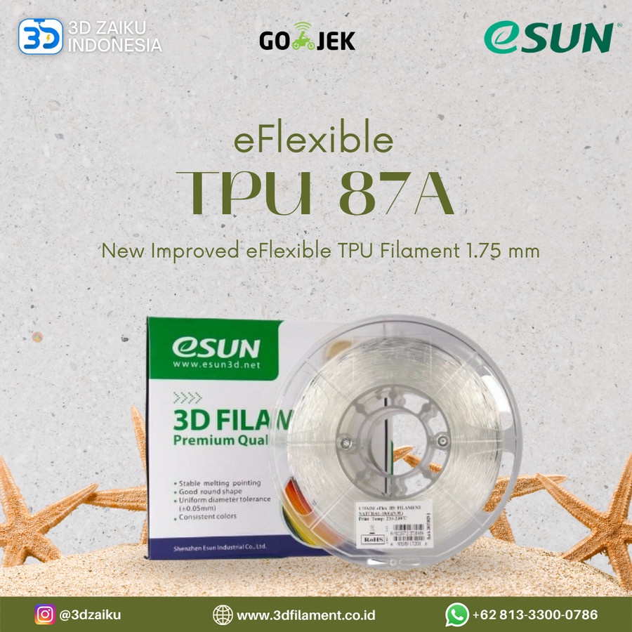 eSUN 3D Filament New Improved eFlexible TPU Filament 1.75 mm