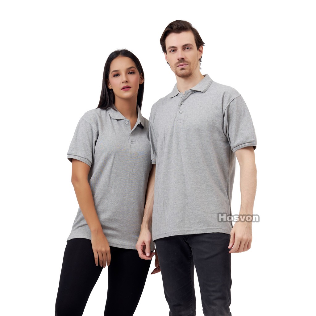 [LANGSUNG DARI PABRIK] Hosvon Kaos Kerah Wangki Cotton 100% Size S-XXL ( PRIA &amp; WANITA )