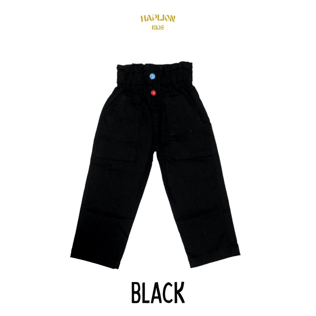 Celana Panjang Anak Perempuan Hi Waist  1 - 6 Tahun Chinos Loona Pocket Pants Series | Haplion Kidswear