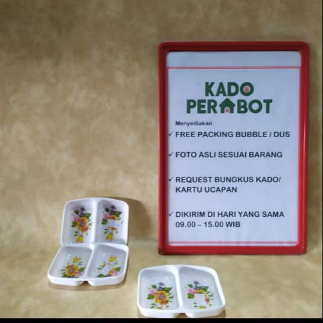 Piring sambal  sekat 2 melamine ware motif