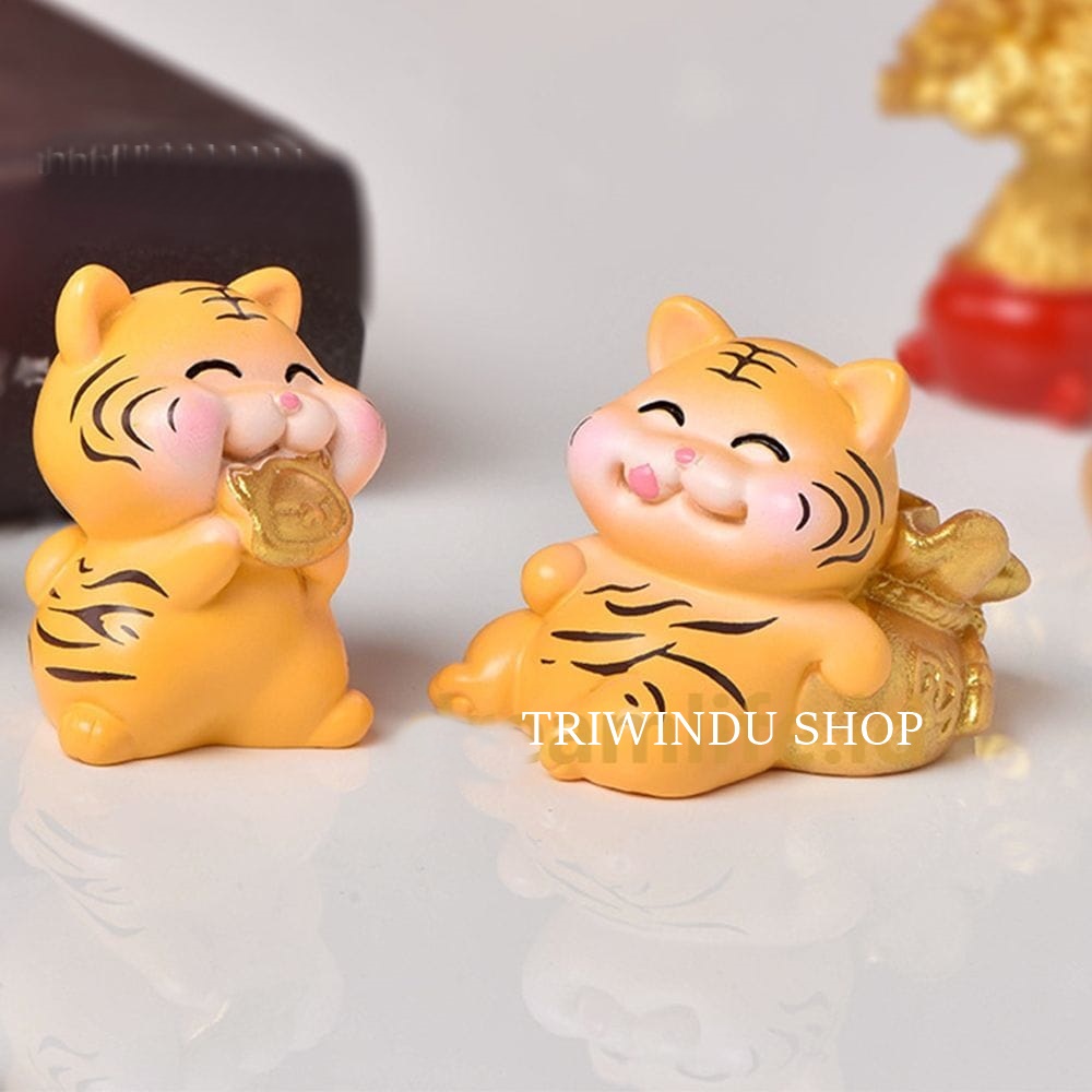 DIY Gold Tiger Resin Crafts Tiger Year Miniature/Miniatur harimau emas