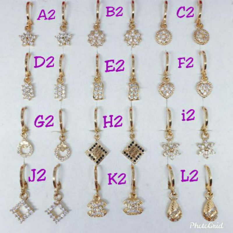 Anting jepit xuping (JES)lapis mas 18 k permata zircon