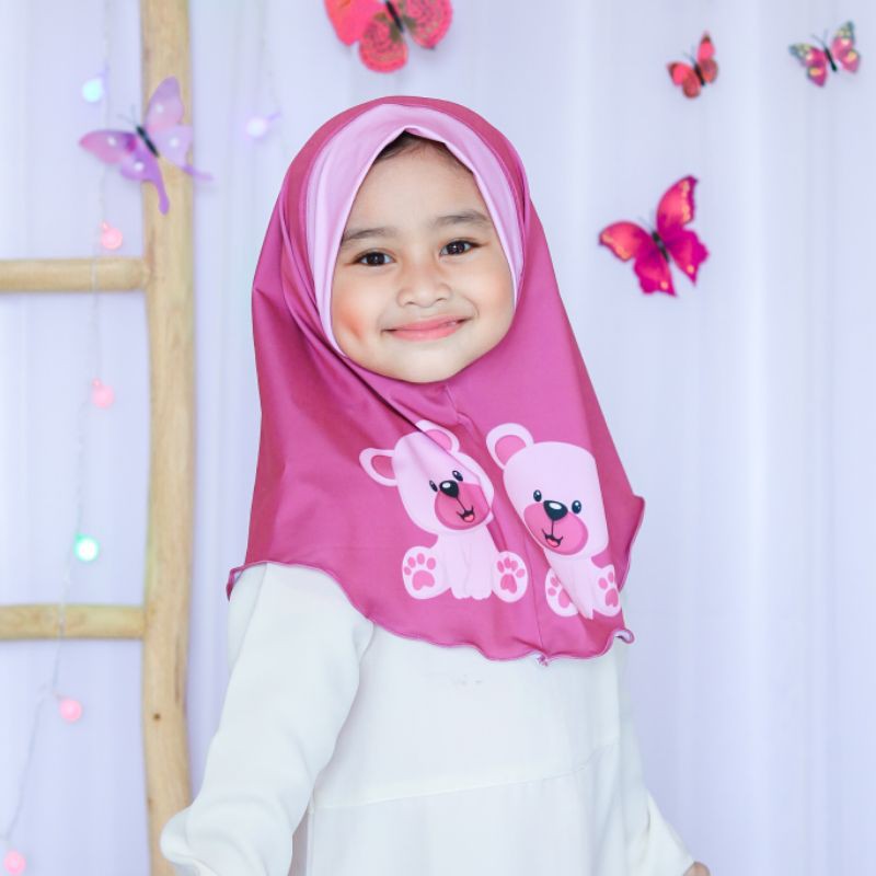 hijab instant motif teddy bear