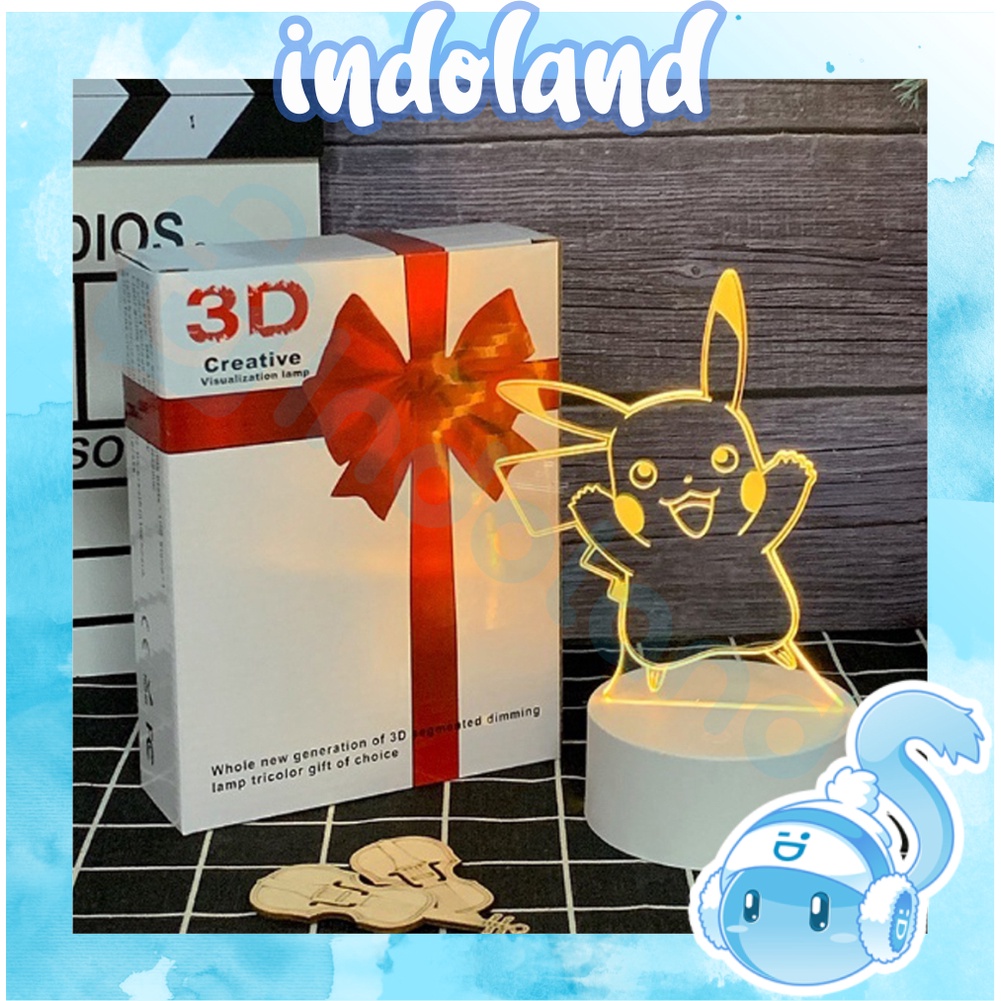 ☀INDOLAND☀ Lampu Tidur Hias LED 3D Acrylic Transparant Kaca Bening Pajangan Hiasan R475