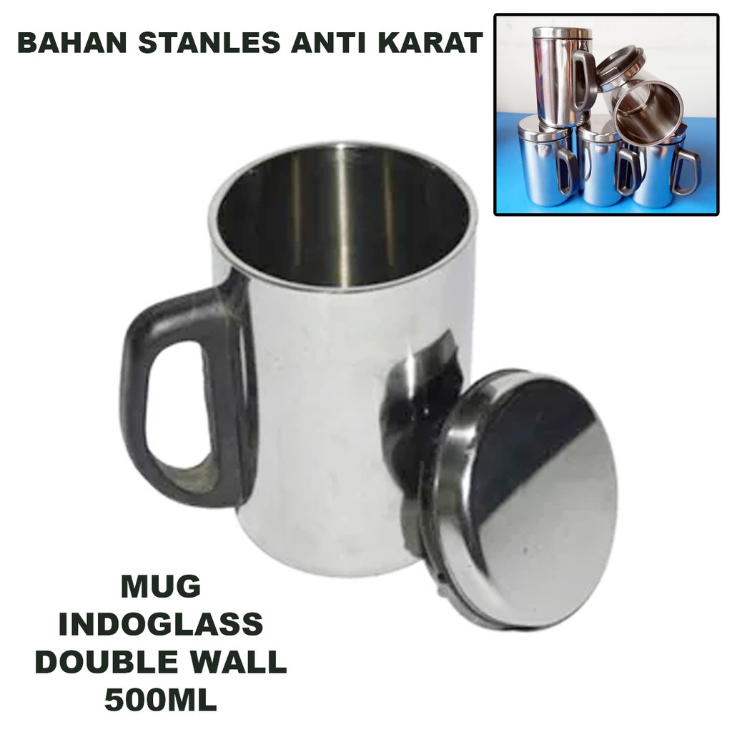 [DEASTORE] MUG STAINLESS STEEL CANGKIR GELAS MINUM THERMOS AIR PANAS DINGIN 500 ML