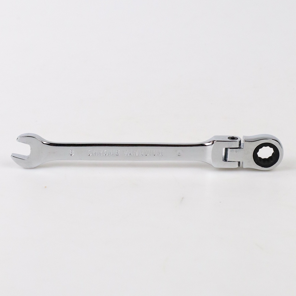 Kunci Pas Dual Head Flexible Head 8 - 10mm Combination Ratchet Wrench - Silver