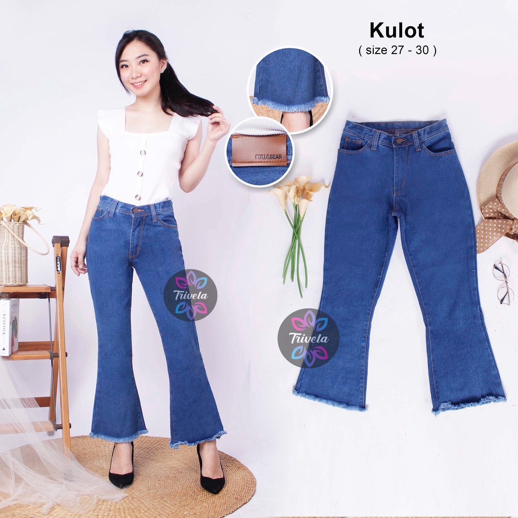 TRIVELA - Cutbray Jeans Rawis Tebal Non Stretch / Boyfriend Jeans Cutbray / Kulot Cutbray Tebal / JUBRE