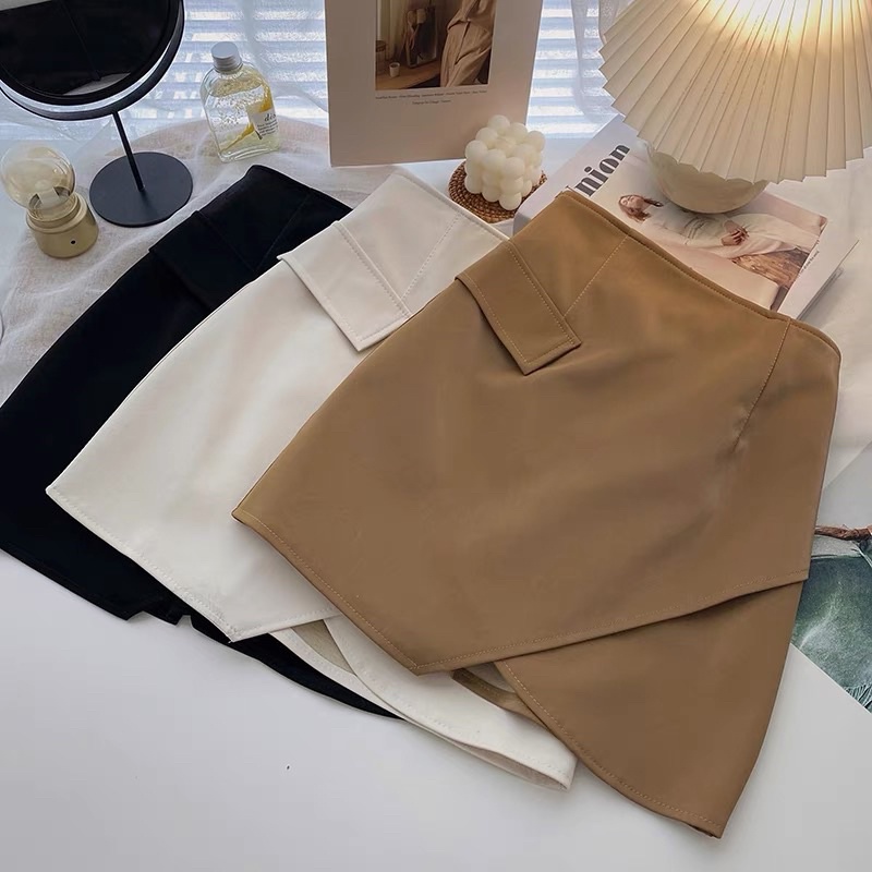 Black PU leather skirt short