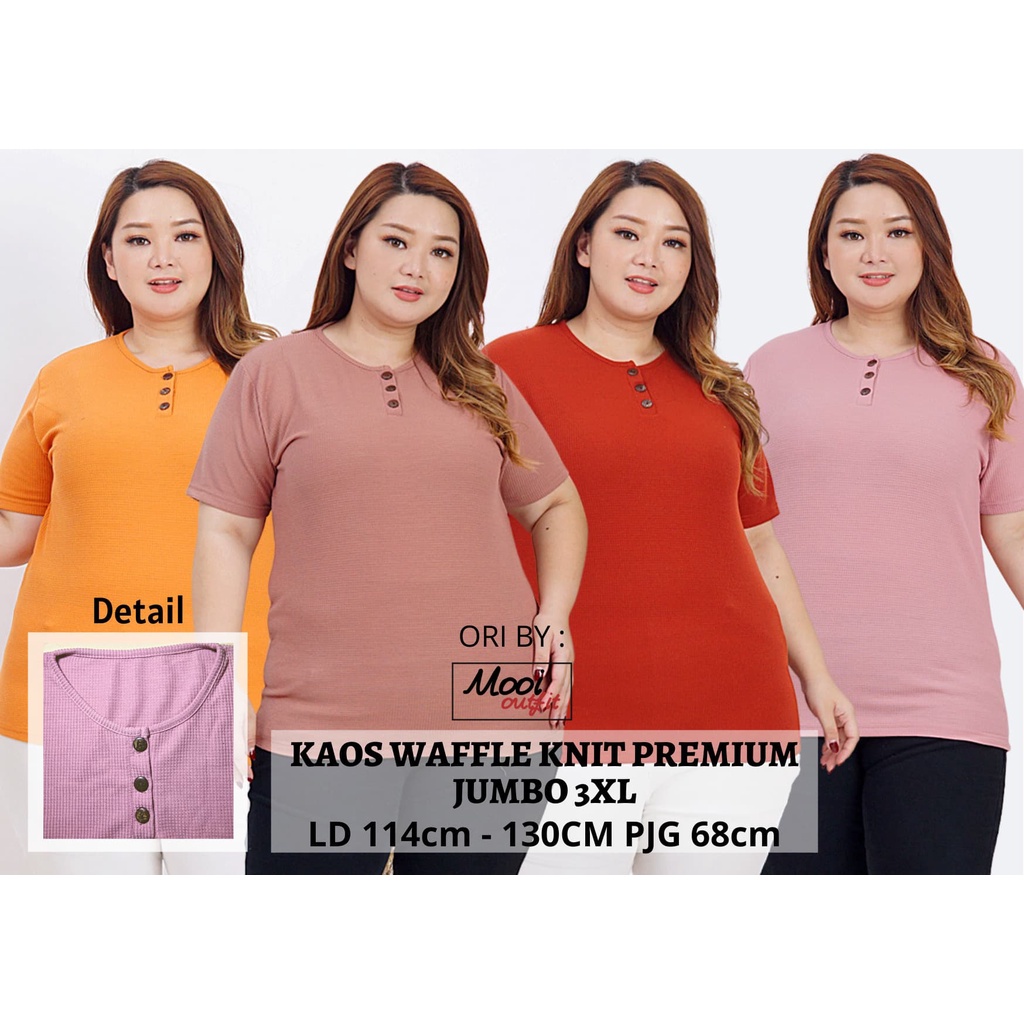 Kaos Wanita Jumbo Ld 120 Kekinian Lengan Pendek Bahan Waffle Uniqlo Murah