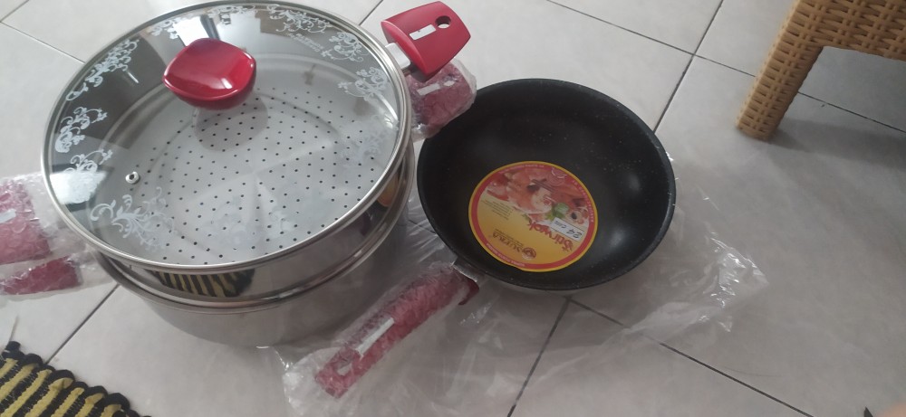 Supra Panci Stainless Stir Wok Marble 24 Cm - Red