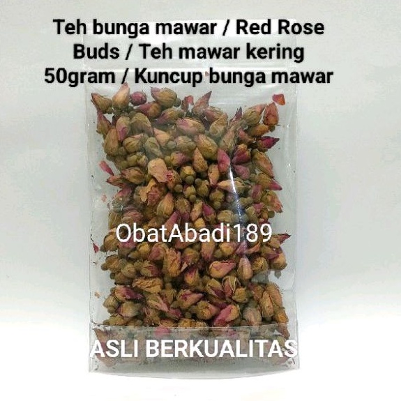 Teh bunga mawar / Red Rose Buds / Teh mawar kering 50gram / Kuncup bunga mawar
