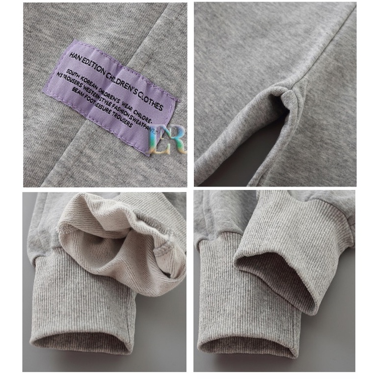 LNR Shop Celana Casual Trend Anak-Anak Perempuan Celana Panjang Olahraga Versi Korea Abu Putih Polos Slim-fitting Pinggang Tinggi Low Waist Santai Katun Putih