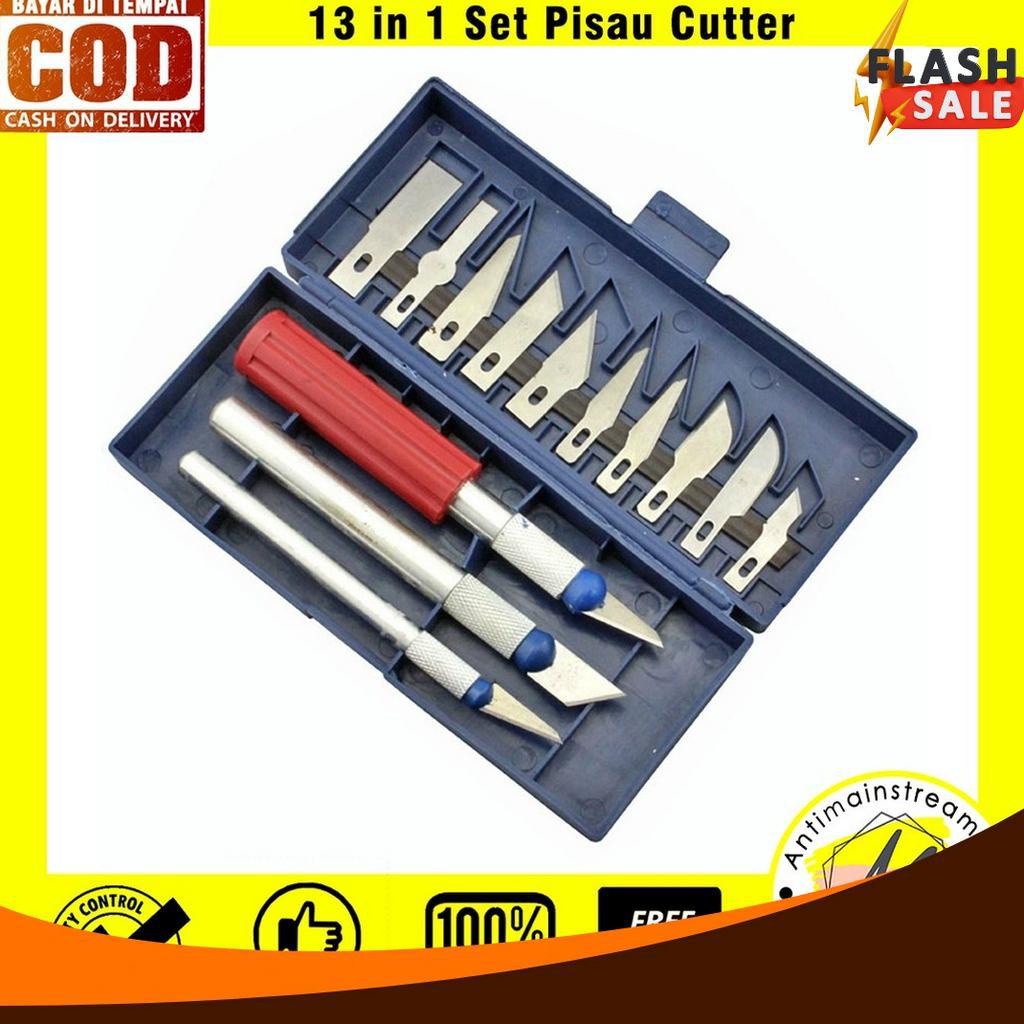 

SPESIAL AWAL TAHUN TERMURAH 13 in 1 Set Pisau Cutter Alat Ukir Seni Pahat Kayu Dengan 3 Handle Pisau