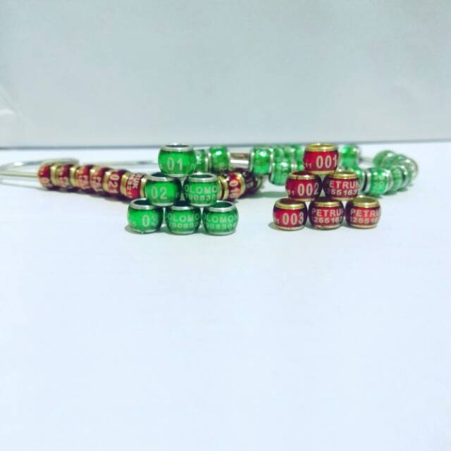 MEwwAh Ring burung perkutut tipe donat MK.bisa pesan nama no urut no hp.harga/25biji(1se5)