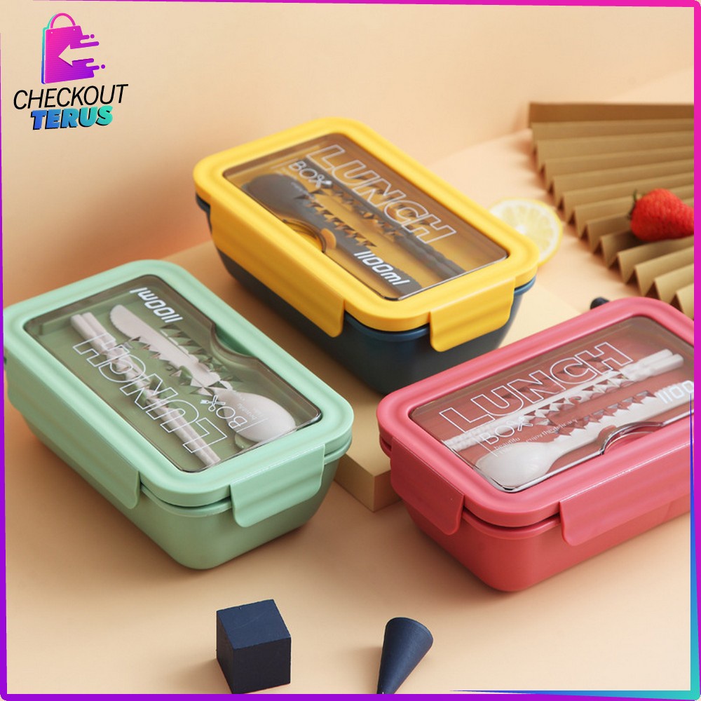 CT C479 Kotak Makan BPA FREE Tempat Makan Lunch Box Set Free Sendok Garpu Kotak Makan Transparant Bento Box