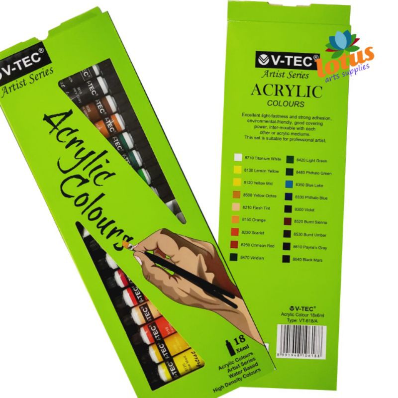 

RB V-TEC Acrylic Colour set 18 warna x 6ml tube