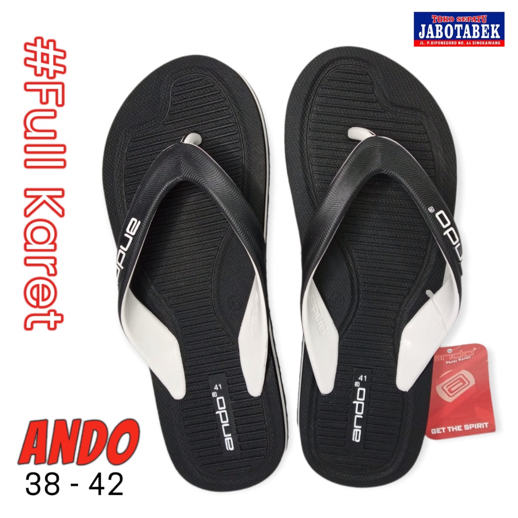 [COD] sandal jepit ANDO size 38-42 warna hitam putih polos simple unisex cowok cewek Sandal santai f