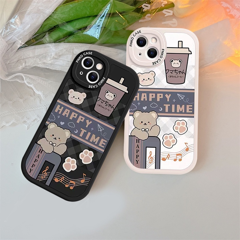 Casing Ponsel Beruang Pasangan Lucu Kompatibel Dengan Iphone11 12 13 14 Pro MAX XR X XS MAX Untuk iPhone 6 6s 7 8 Plus Kartun Kreatif Teh Susu Full Penutup Belakang