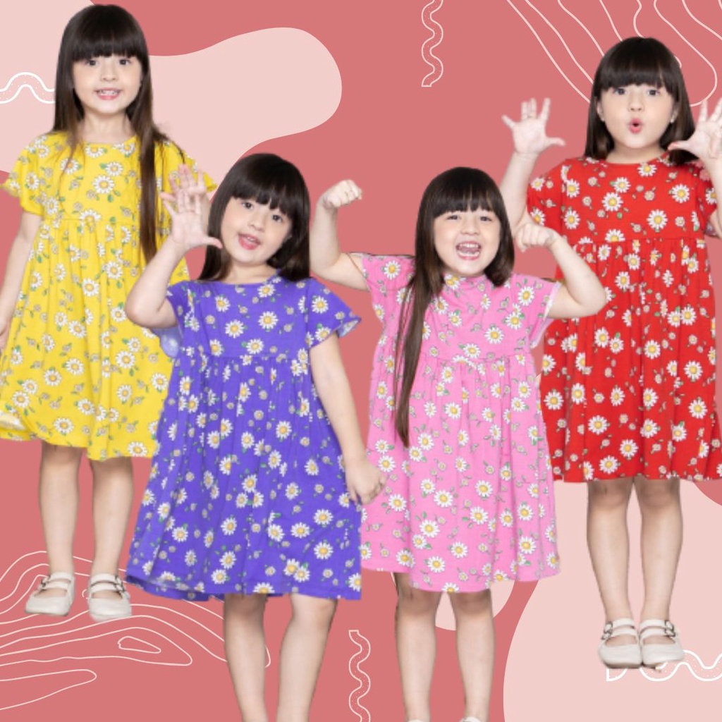 Baju atasan tunik anak perempuan harian baju rumahan anak umur 5 tahun 6 tahun 8 tahun warna kuning 