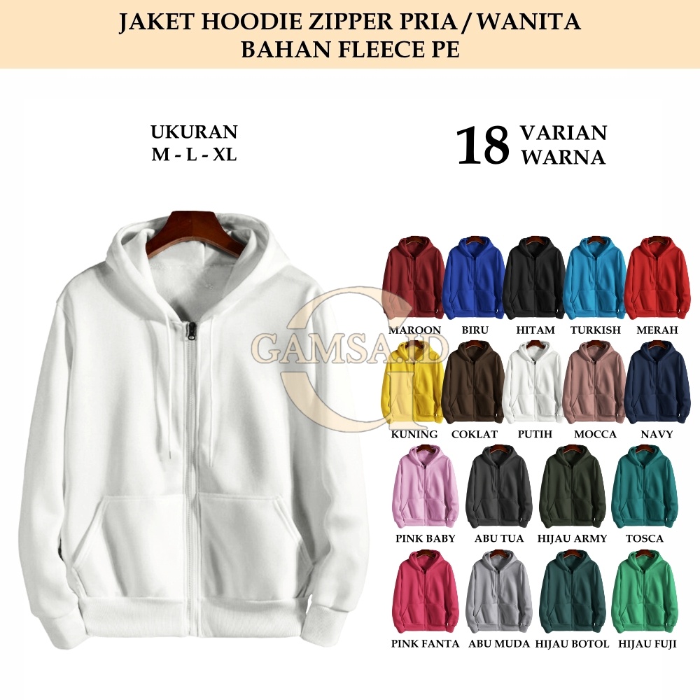 BISA COD - JAKET HOODIE ZIPPER PRIA WANITA SWEATER POLOS JACKET RESLETING SEKOLAH KULIAH