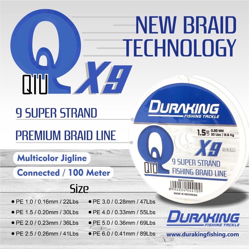 Kartinifishing SENAR PE DURAKING QIU X9 100 METER CONNECTING MULTICOLOR