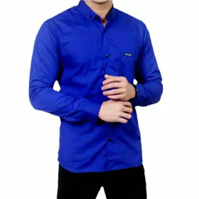 Kemeja  Polos S-XXL Lengan Panjang Formal Kerja Bahan Katun Jepang