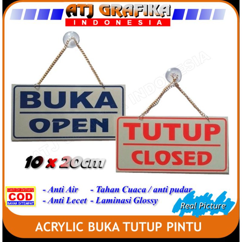 

plat acrylic buka tutup papan open closed label pintu toko kantor dll