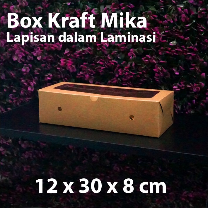

(Bekasi) Dus Kraft 12 x 30 x 8 cm dengan Mika - Box Cake Coklat Snack