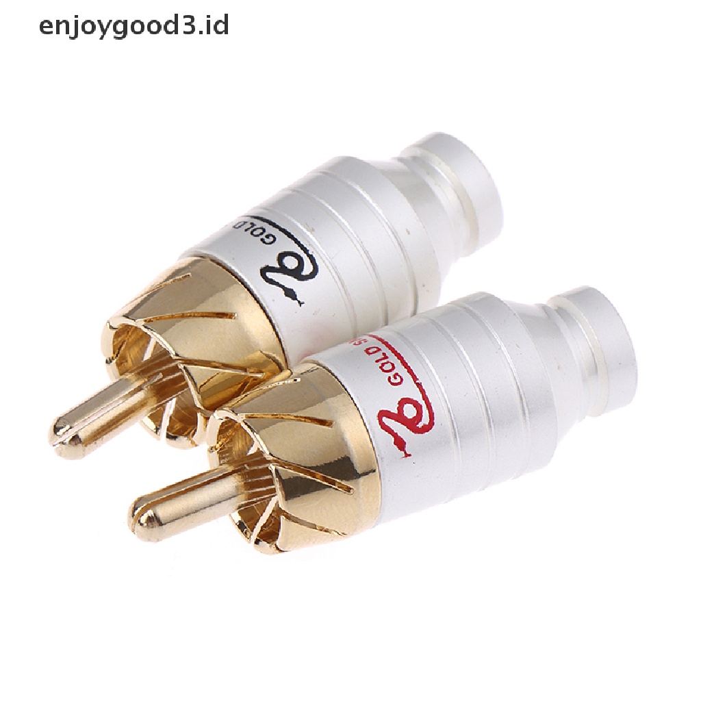 (Rready Stock) Adaptor Konektor RCA Male Lapis Emas (ID)