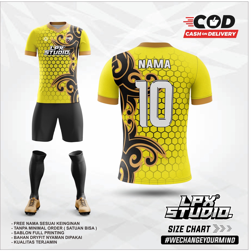 Jersey Baju Kaos Futsal | Jersey Bola Custom Free Name Set