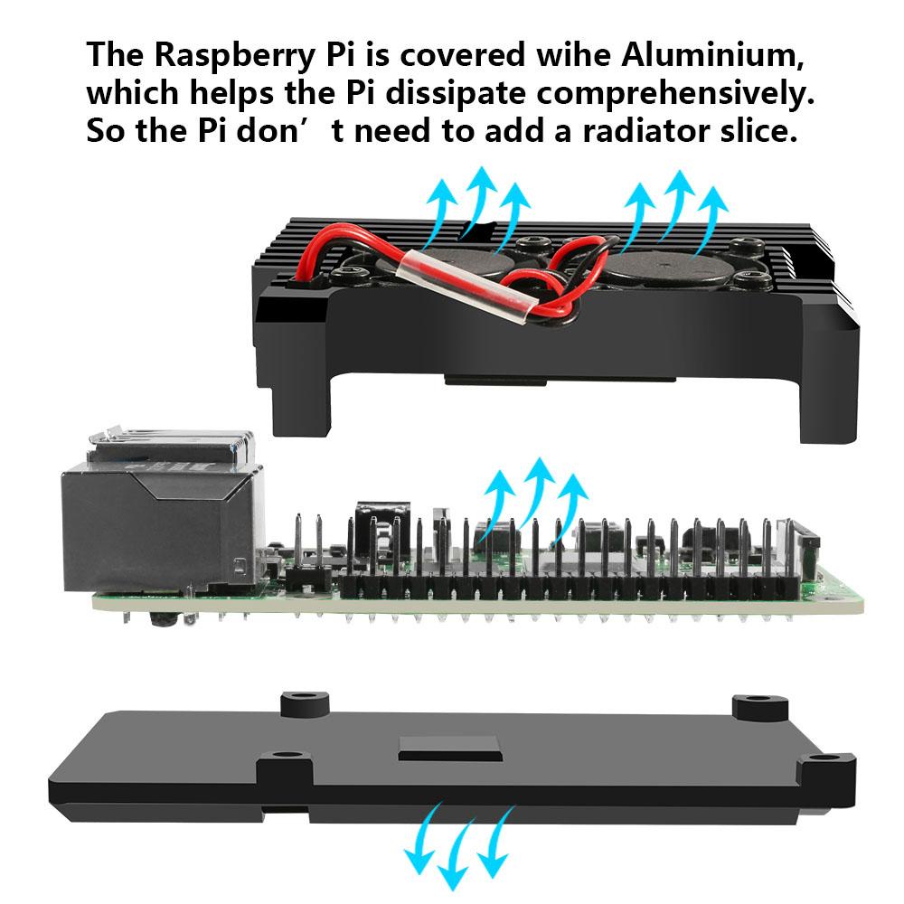 Agustinina Cooling Case Protection Cases Pendingin Pasif Bahan Aluminium Alloy Untuk Raspberry Pi 4model B Komponen Komputer