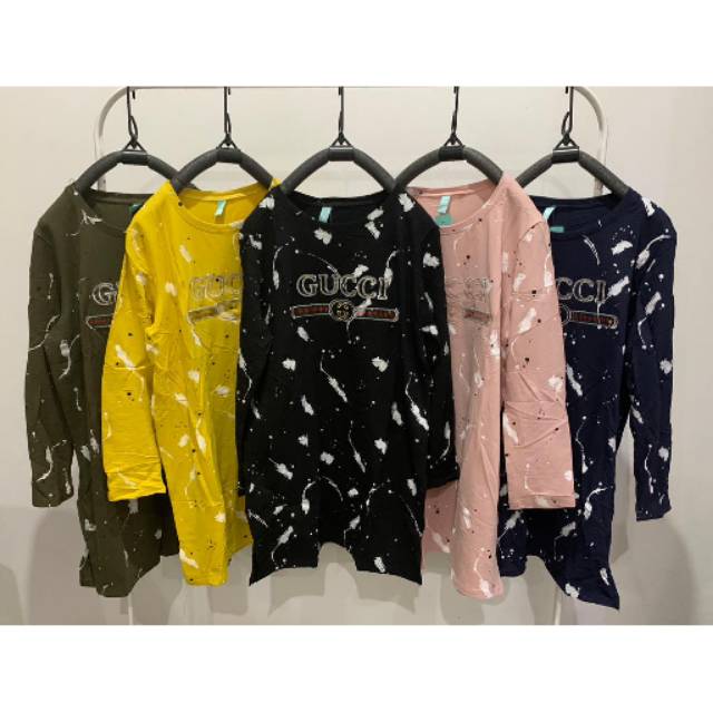 Tunik Kaos Import Motif abstraK Bordir Guccii