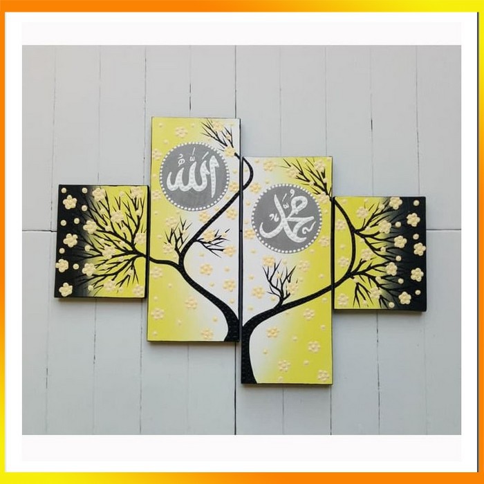 MS - Lukisan Kaligrafi - Bunga Sakura Kuning