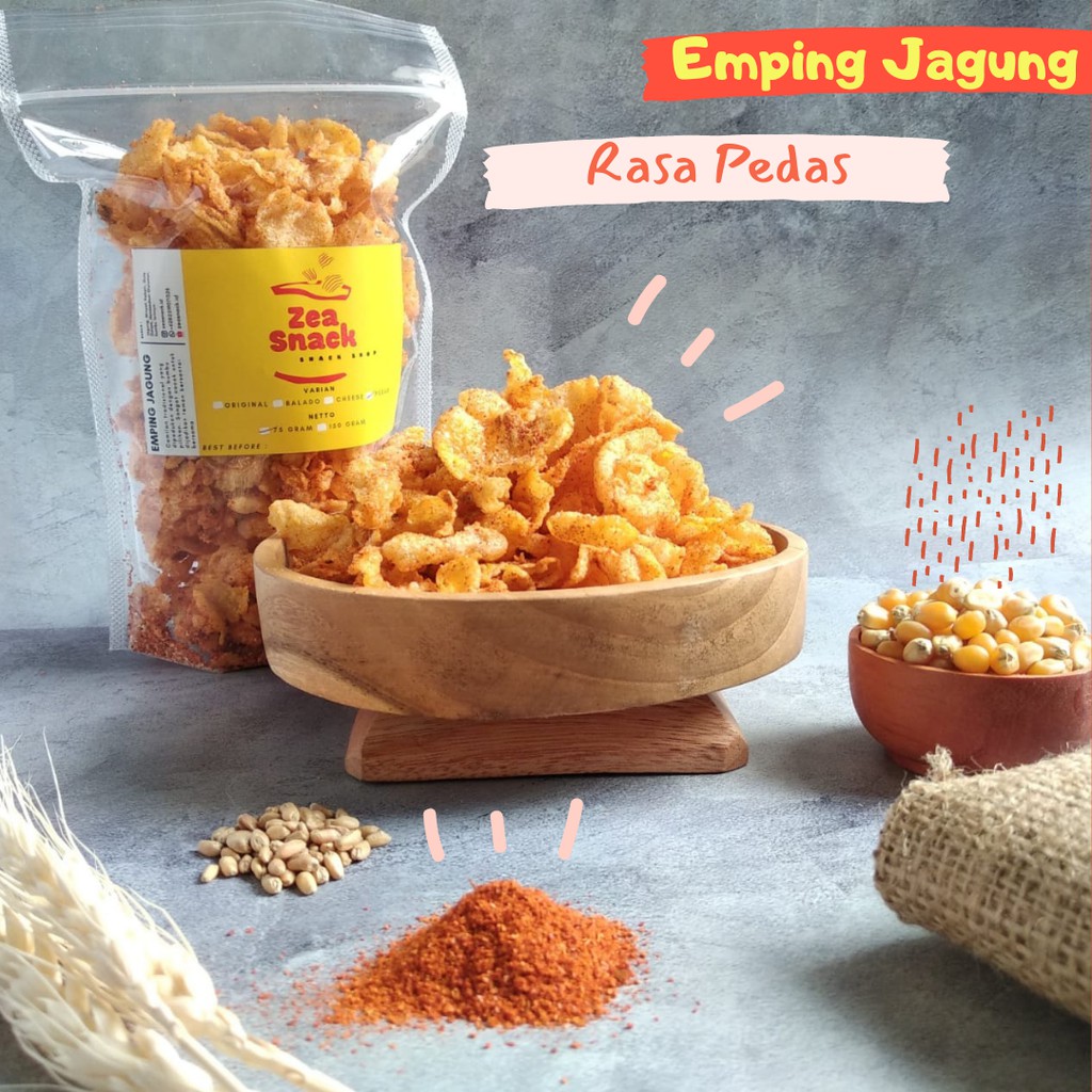 

[KECIL] Snack Cemilan Makanan Ringan Keripik Marning Emping Jagung Geprek Pedas Balado Keju Asin