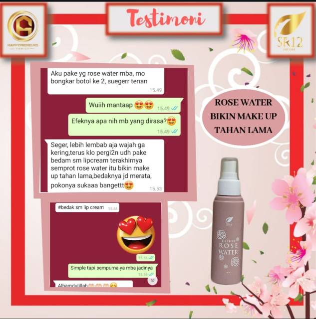 SR12 Nature Rose Water - Facial Spray - Makeup Setting Spray untuk mencerahkan kulit